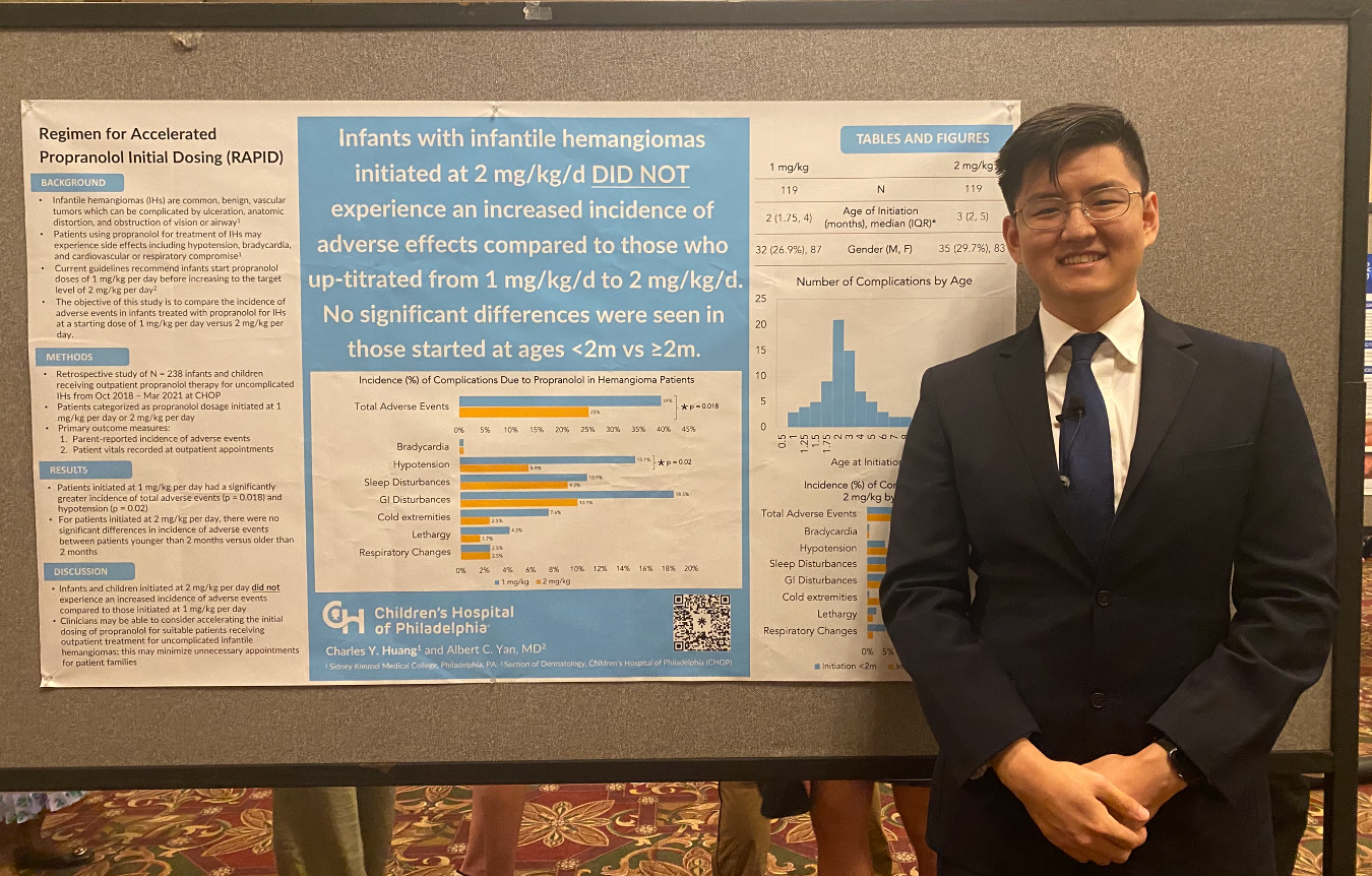Charles Y. Huang presented a poster on treating infants with infantile hemangiomas with propranolol.